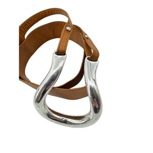 Tiffany and Co Elsa Peretti Equestrian Belt Tan Leather Statement Buckle Vintage